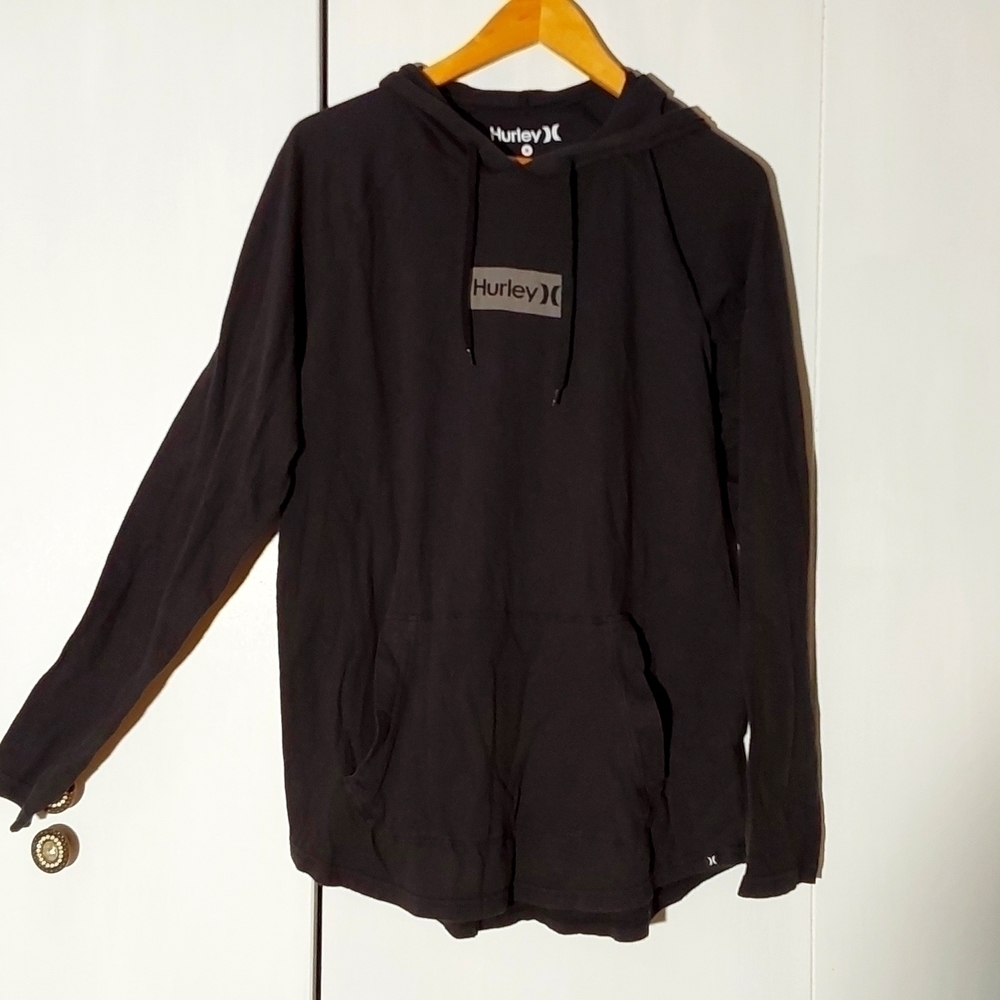 Hurley |Mens Black Lightweight Hoodie Sweatshirt Logo Skater Neutral Sz.M